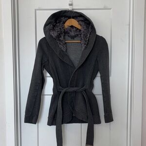 Armani Exchange✨ Gray Hooded Jacket with Faux Fur Lining